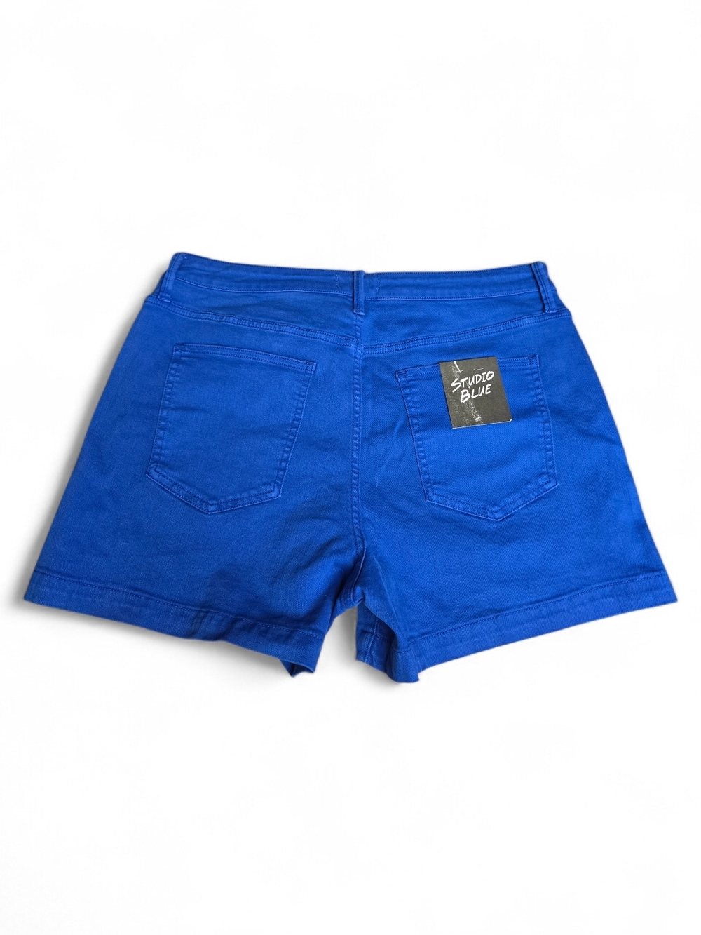 Studio Blue Kyrie High Rise Women's Cobalt Flat-Front Shorts - Picture 2 of 4